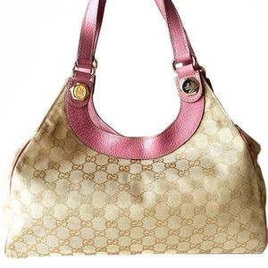 Gucci Monogram GG Charmy Shoulder Bag Pink Purse